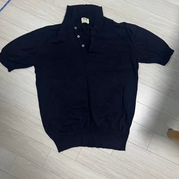 [BUNJANG] William Rocky Navy Cotton Short Sleeve Knit / 윌리엄로키 네이비 코튼 반팔 니트