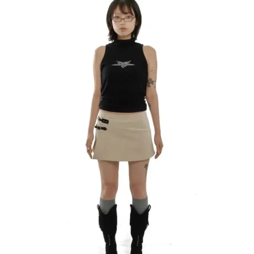 [BUNJANG] Kassico Leather Wrap Mini Skirt / 카시코 레더 랩 미니스커트