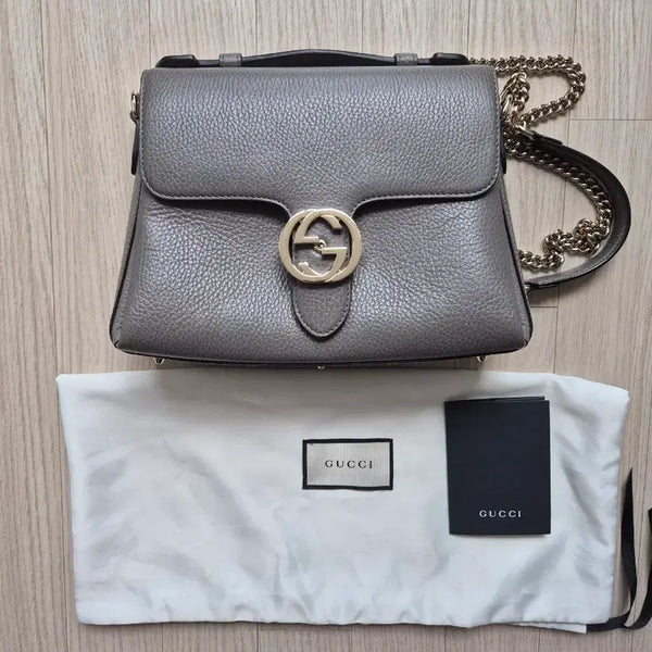 [BUNJANG] Gucci Interlocking Top Handle Bag Gray Leather / 구찌 인터로킹 그레이 탑핸들