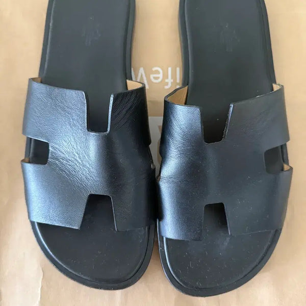 [BUNJANG] Hermès Izmir Sandals Black Leather / 에르메스 이즈미르 샌들 단품