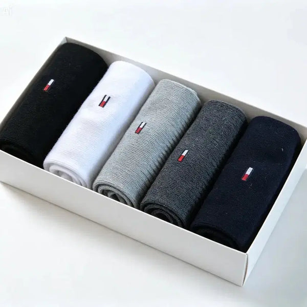 [BUNJANG] Tommy Hilfiger Unisex Mid-Calf Socks 5-Pack / (새상품)타미힐피거 양말 5종세트 남영 공용, 중목