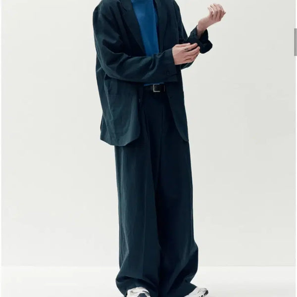 [BUNJANG] Take Easy Linen Classic Suit Navy/Khaki / 린넨 클래식 슈트
