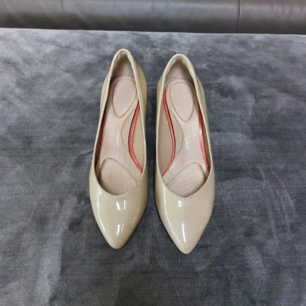 [BUNJANG] Rockport Women's Beige Patent Leather Low-Heeled Shoes (235) / (235)락포트