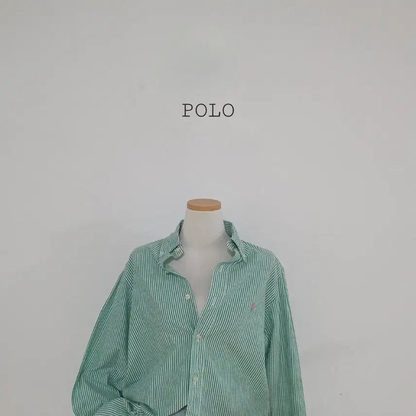 [BUNJANG] Polo Ralph Lauren Striped Seersucker Shirt Green S / No.26071001 큐알폴로 랄프로렌 스트라이프 셔츠 그린