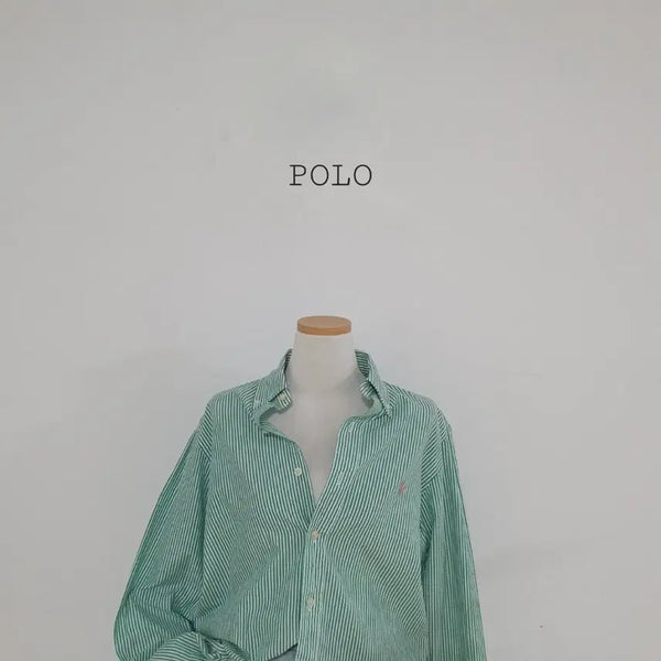 [BUNJANG] Polo Ralph Lauren Striped Seersucker Shirt Green S / No.26071001 큐알폴로 랄프로렌 스트라이프 셔츠 그린