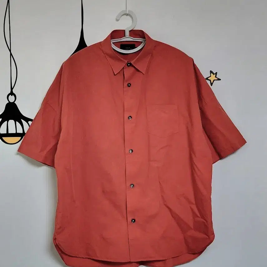 [BUNJANG] SLICK Oversized Short Sleeve Shirt Terracotta Orange Brown / [1] SLICK 슬릭 오버핏 반팔 셔츠 (테라코타/오렌지브라운)