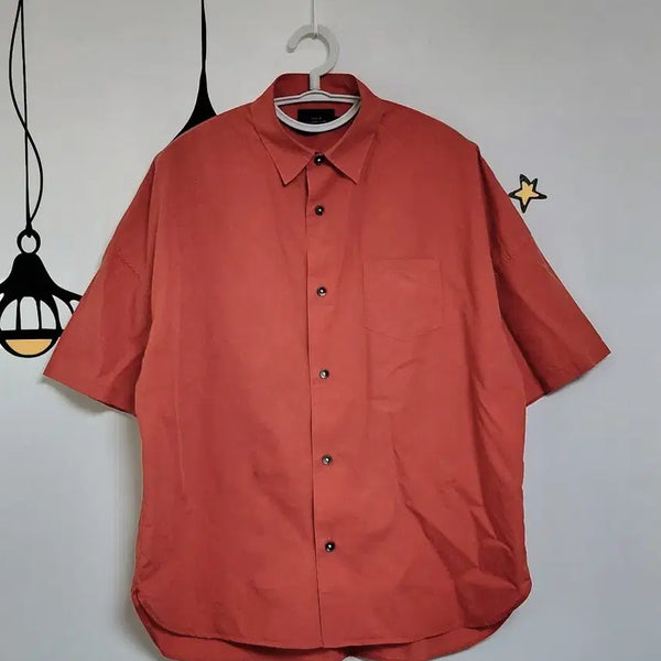 [BUNJANG] SLICK Oversized Short Sleeve Shirt Terracotta Orange Brown / [1] SLICK 슬릭 오버핏 반팔 셔츠 (테라코타/오렌지브라운)