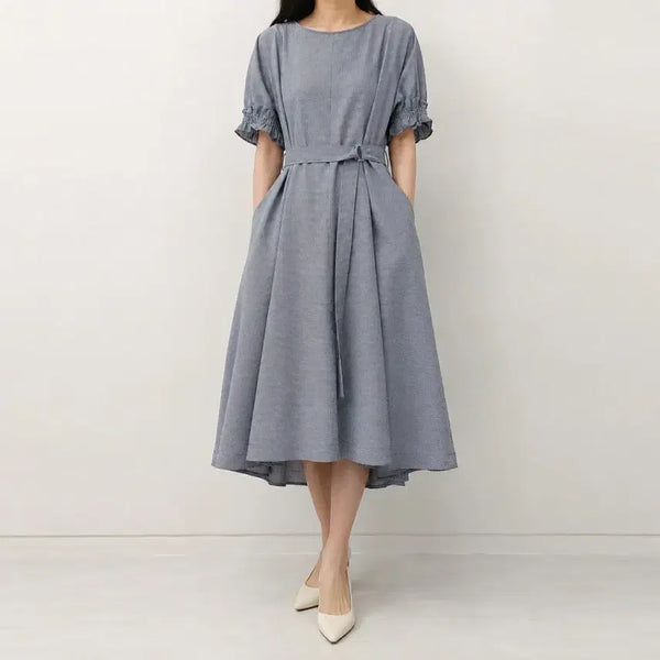 [BUNJANG] The IZ Seersucker Belted Dress / [66]더아이잗 시어서커 벨티드 원피스