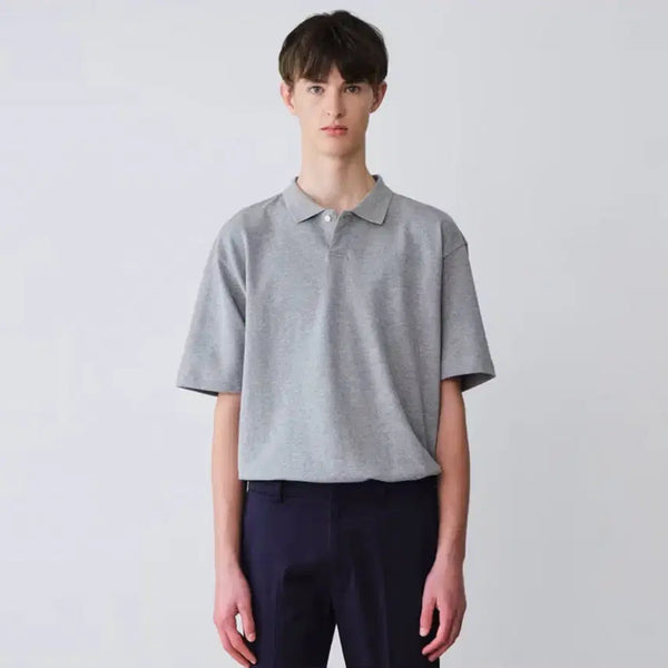 [BUNJANG] Pique Polo T-Shirt Semi-Oversized Fit Grey M Size / 피케 폴로 티셔츠 그레이 세미오버핏 M사이즈 100사이즈 새제품