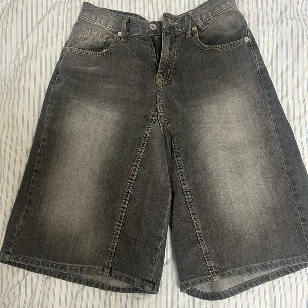 [BUNJANG] 3/4 Length Black Denim Shorts / 3/4 three quater 흑청반바지