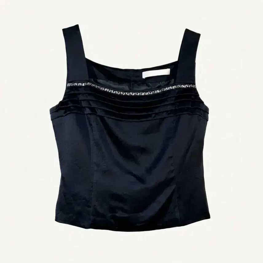 [BUNJANG] Marie Claire 100% Silk Beaded Sleeveless Blouse - Size 66 / (새상품80%)마리끌레르 100%실크 비즈  나시 블라우스BL001