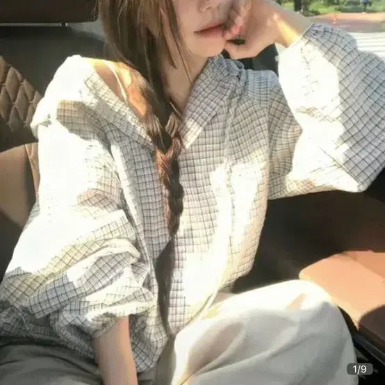 [BUNJANG] SHEIN Plaid Hoodie Shirt / 쉬인 체크무늬 후드 셔츠