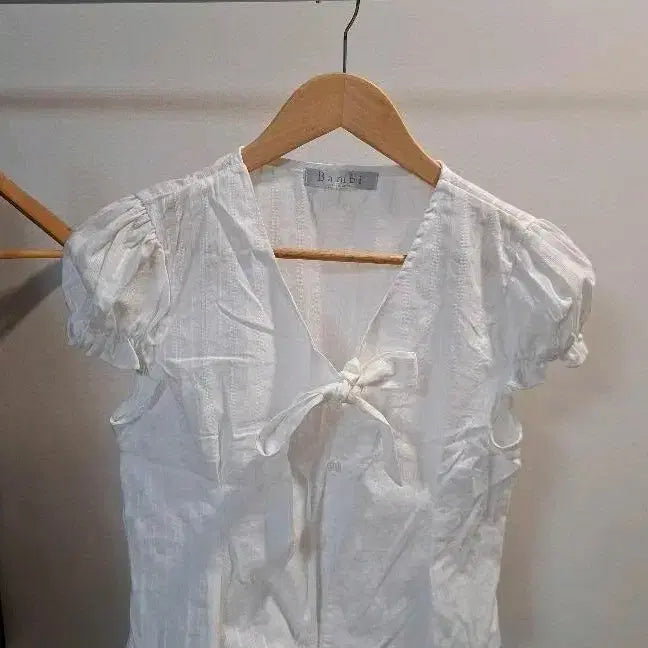 [BUNJANG] Bambi Short Sleeve Blouse - White / Bambi 반팔 블라우스 화이트(새상품)