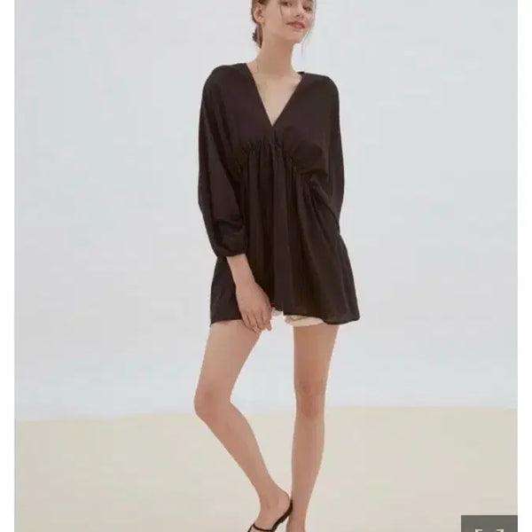 [BUNJANG] Riel Black Shirring Dress Free Size / 리엘 블랙 셔링 원피스 free