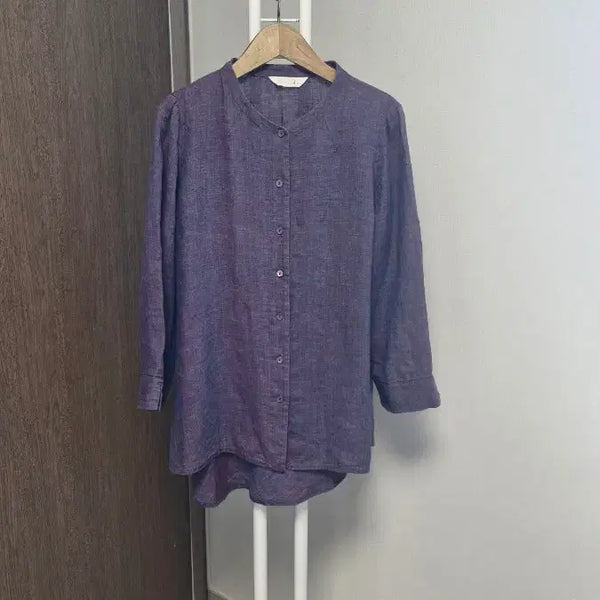[BUNJANG] iSAE 100% Linen Shirt Purple Size 08/66 / 이새iSAE(08/66) 린넨100셔츠 보라