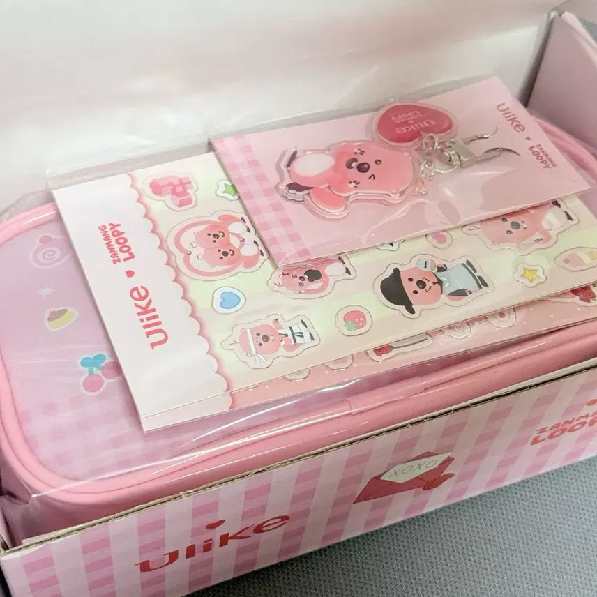 [BUNJANG] Ulike Zanmang Luupy Pouch + Sticker Set + Acrylic Keyring / 유라이크 잔망루피 파우치 +스티커 2종 + 아크릴 키링