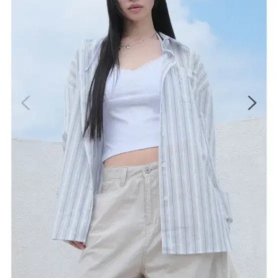 [BUNJANG] AZON Troy Stripe Shirt Blue / 애즈온 트로이 스트라이프 셔츠 블루