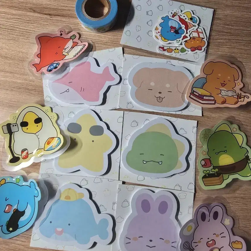 [BUNJANG] Pixely Epoxy Jukak Stickers, Notepads, Masking Tape Set / 픽셀리 에폭시 조각 스티커 메모지 마스킹테이프