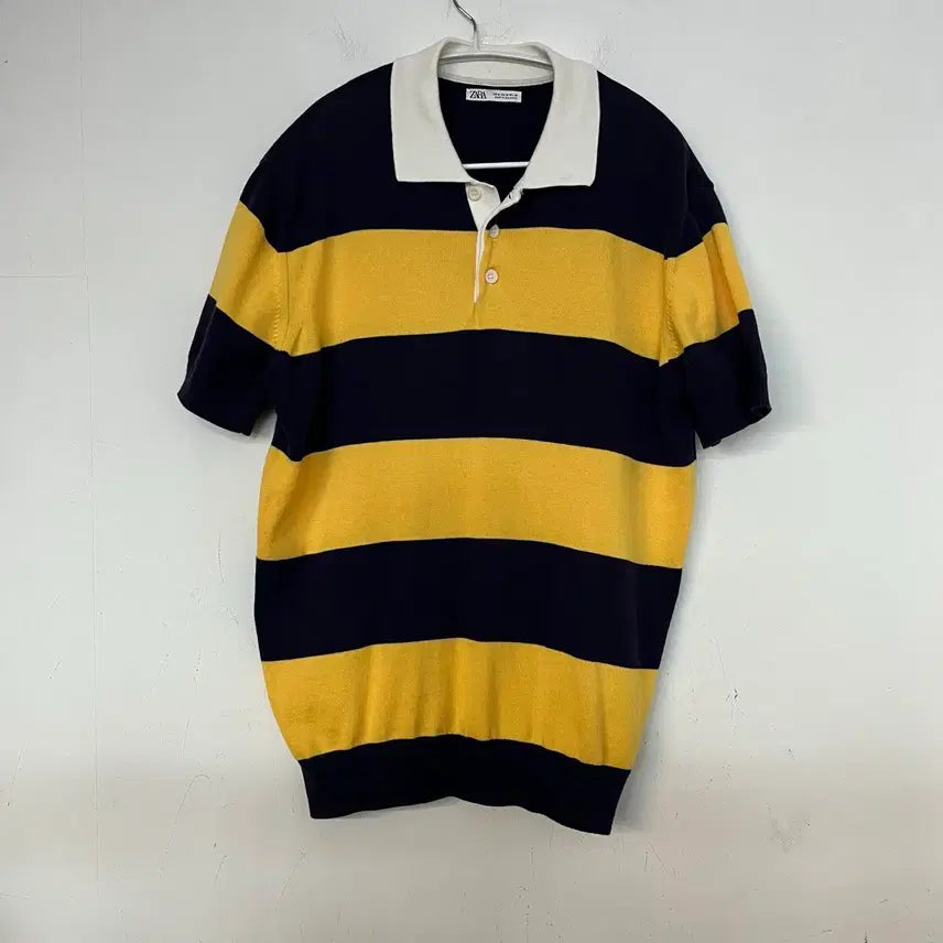[BUNJANG] Zara Striped Short-Sleeve Polo Shirt / M) 자라 스트라이프 반팔 카라티