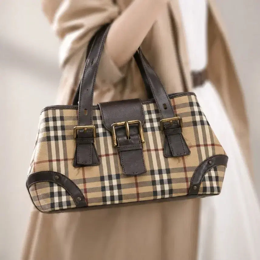 [BUNJANG] Burberry Vintage Haymarket Check Buckle Tote Bag / [정품] 버버리 빈티지 헤이마켓 체크 버클 토트백