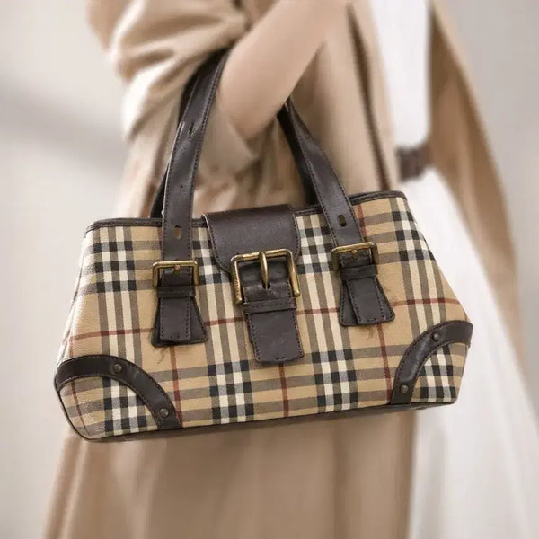 [BUNJANG] Burberry Vintage Haymarket Check Buckle Tote Bag / [정품] 버버리 빈티지 헤이마켓 체크 버클 토트백