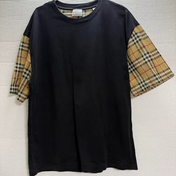 [BUNJANG] Burberry Check Short Sleeve T-Shirt Black / 버버리 체크 반팔 티셔츠 블랙