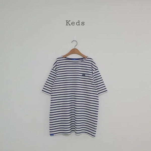 [BUNJANG] Keds Stripe Short Sleeve T-Shirt Navy / No.260701102 Keds 케즈 스트라이프 반팔 티셔츠 네이비