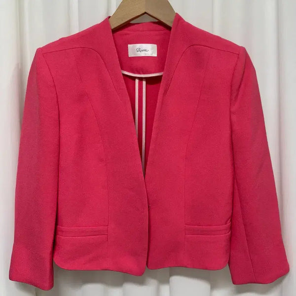 [BUNJANG] ROEM Pink Collarless Jacket / ROEM 로엠 핑크색 노카라 자켓