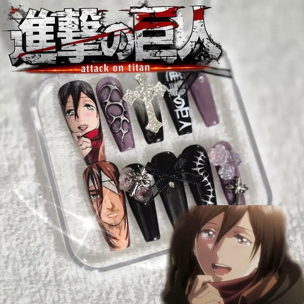 [BUNJANG] Attack on Titan Nail Tips - Custom Anime Nail Art / [Open event]진격의 거인 네일팁|오타쿠네일|애니네일|캐릭터네일