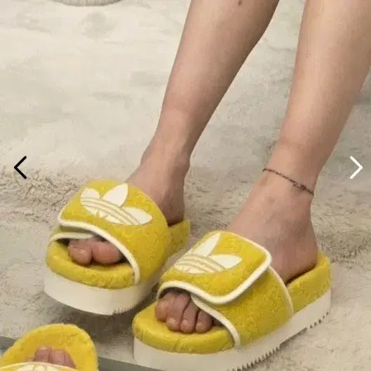 [BUNJANG] Gucci x Adidas GG Platform Sandals Yellow / 정품 새상품급 풀세트 구찌 X 아디다스 GG 플랫폼 샌들 슬리퍼 옐로우