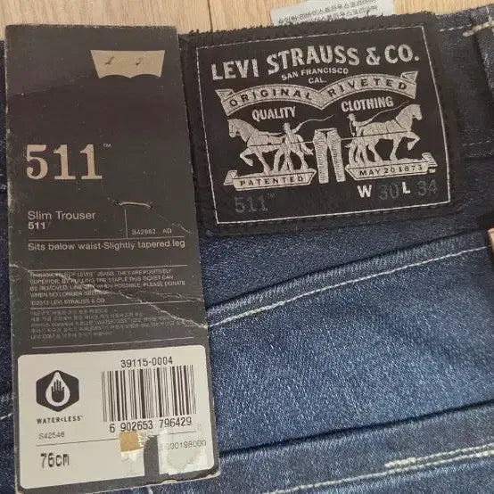 [BUNJANG] Levi's 511 Slim Fit Black Label Black Tab Jeans / (새상품) 리바이스 511  슬림핏 블랙탭 블랙라벨 남여공용