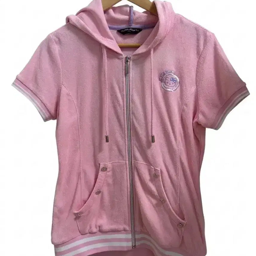 [BUNJANG] Japanese Vintage Hello Kitty Hime Gyaru Y2K Short-Sleeve Hoodie Zip-Up / 일본 빈티지 헬로키티 히메갸루 y2k 반팔 후드집업