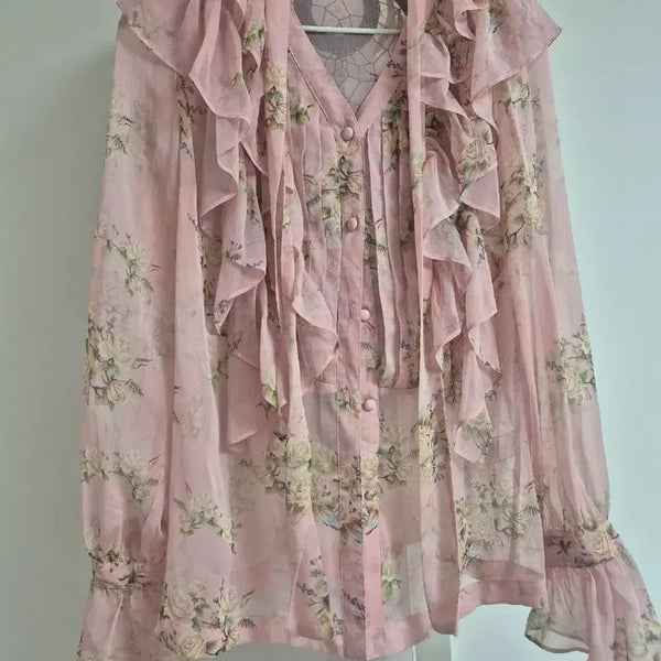 [BUNJANG] Not Your Rose Chiffon Blouse / 낫유어로즈 not your rose 쉬폰 블라우스 정품