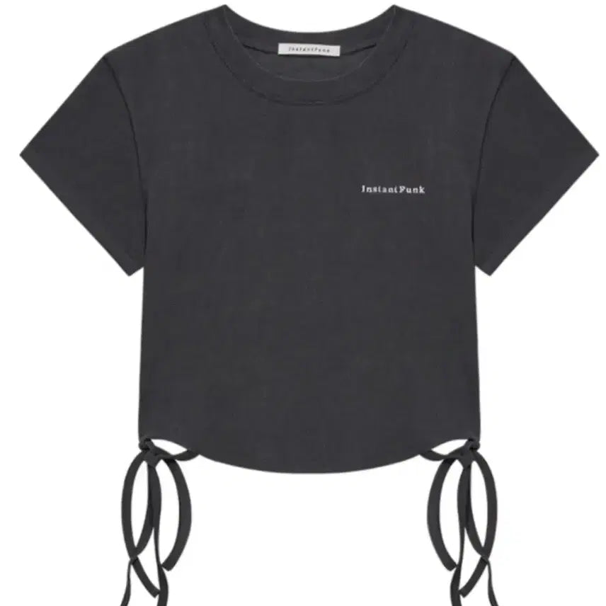 [BUNJANG] Instant Funk Strap Crop T-Shirt Charcoal / 인스턴트펑크 스트랩 크롭 반팔티 차콜