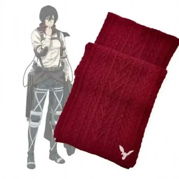 [BUNJANG] Attack on Titan Mikasa Red Knit Scarf / 가격제시) 진격의 거인 미카사 붉은색 니트 목도리 머플러 진격거 에렌