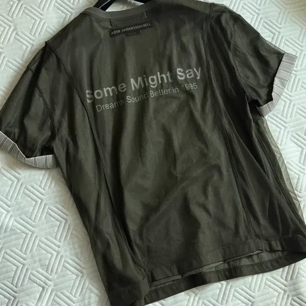 [BUNJANG] Andersson Bell Overlay Roll-Up Cuffs T-Shirt Khaki L / 앤더슨벨 오버레이 롤업 커프스 티셔츠 카키 L size