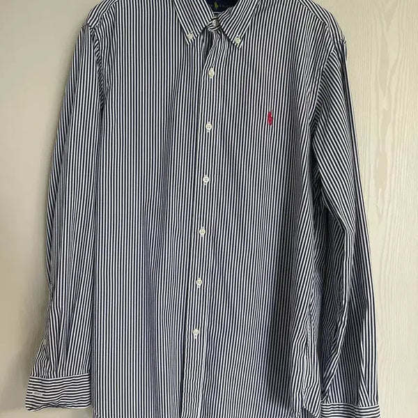 [BUNJANG] Polo Ralph Lauren Striped Classic Fit Long Sleeve Shirt (M) / 폴로 랄프로렌 스트라이프 클래식 핏 긴팔 셔츠M [QR정품 인증]