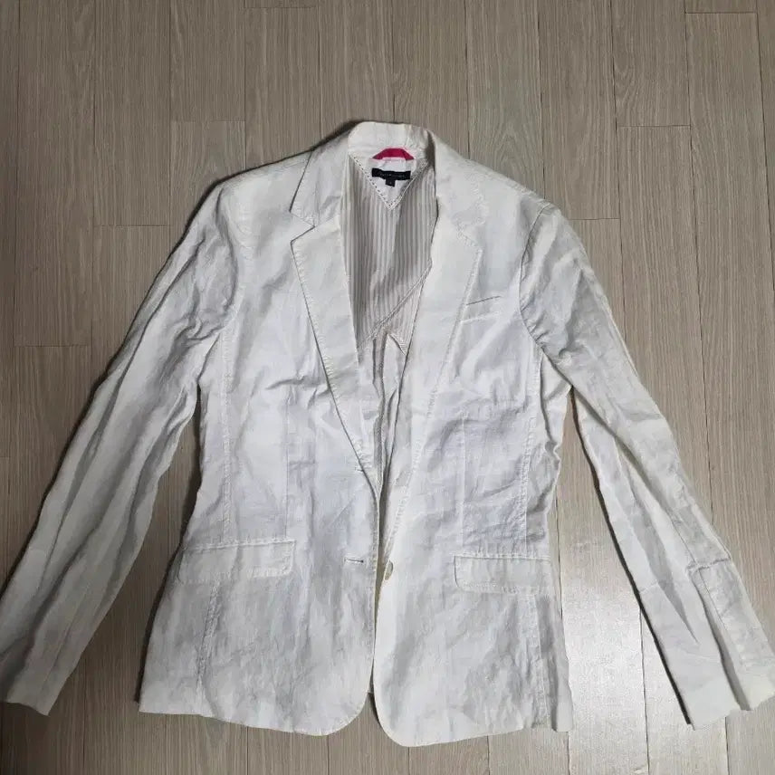 [BUNJANG] Tommy Hilfiger Women's White Linen Summer Jacket / 여성 55~66 M 타미힐피거 화이트 린넨 여름 자켓하객룩오피스룩