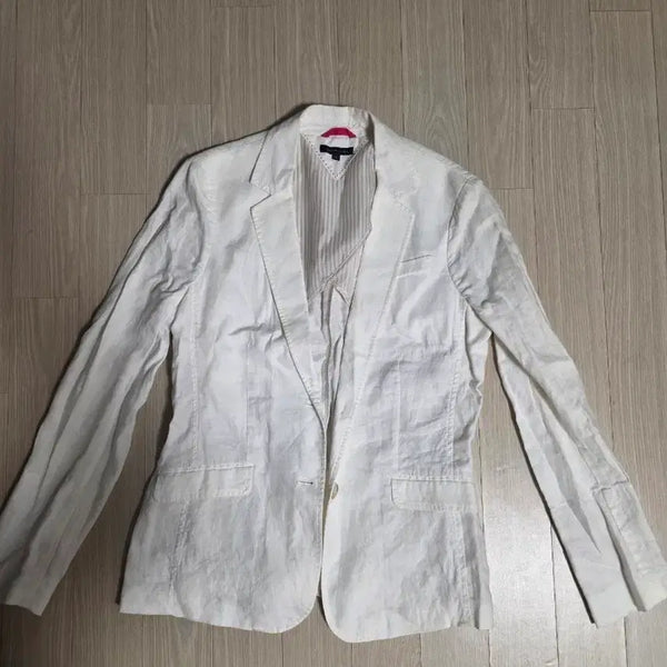 [BUNJANG] Tommy Hilfiger Women's White Linen Summer Jacket / 여성 55~66 M 타미힐피거 화이트 린넨 여름 자켓하객룩오피스룩
