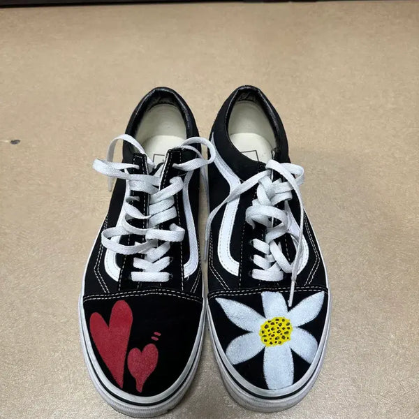 [BUNJANG] Vans Old Skool Custom Heart & Daisy Sneakers / (270)반스올드스쿨 커스텀 하트&데이지