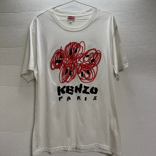 [BUNJANG] Kenzo Paris Embroidered Logo T-Shirt White / 겐조 파리스 반팔티 화이트