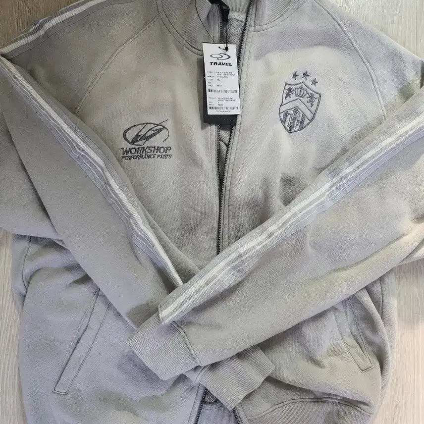 [BUNJANG] Travel Vintage Washed Sweat Track Jacket - Grey / 트래블 빈티지 워싱 스웻 트랙 자켓 그레이