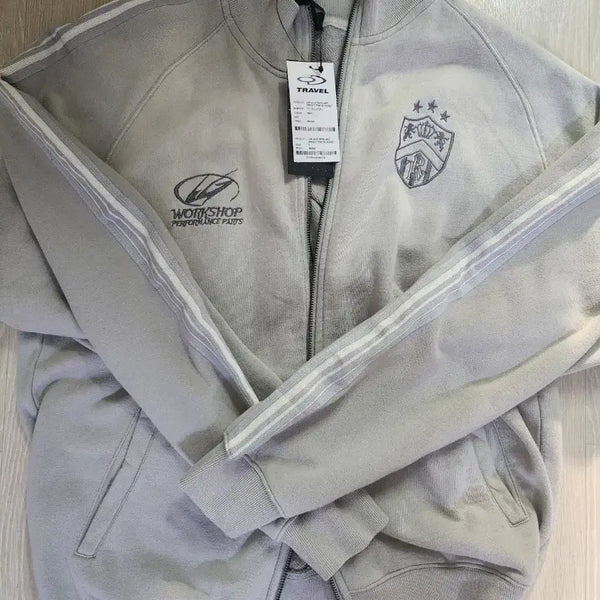 [BUNJANG] Travel Vintage Washed Sweat Track Jacket - Grey / 트래블 빈티지 워싱 스웻 트랙 자켓 그레이