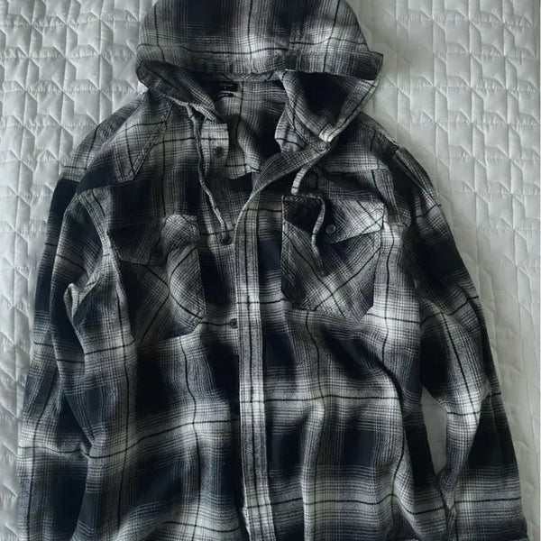 [BUNJANG] TOPTEN Check Hooded Shirt M / 탑텐 체크 후드 남방
