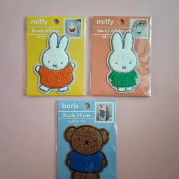 [BUNJANG] Miffy & Boris Fleece Wappen Sticker 3-Set Bundle / 미피 보리스 와펜 뽀글 스티커 3종 세트 일괄판매