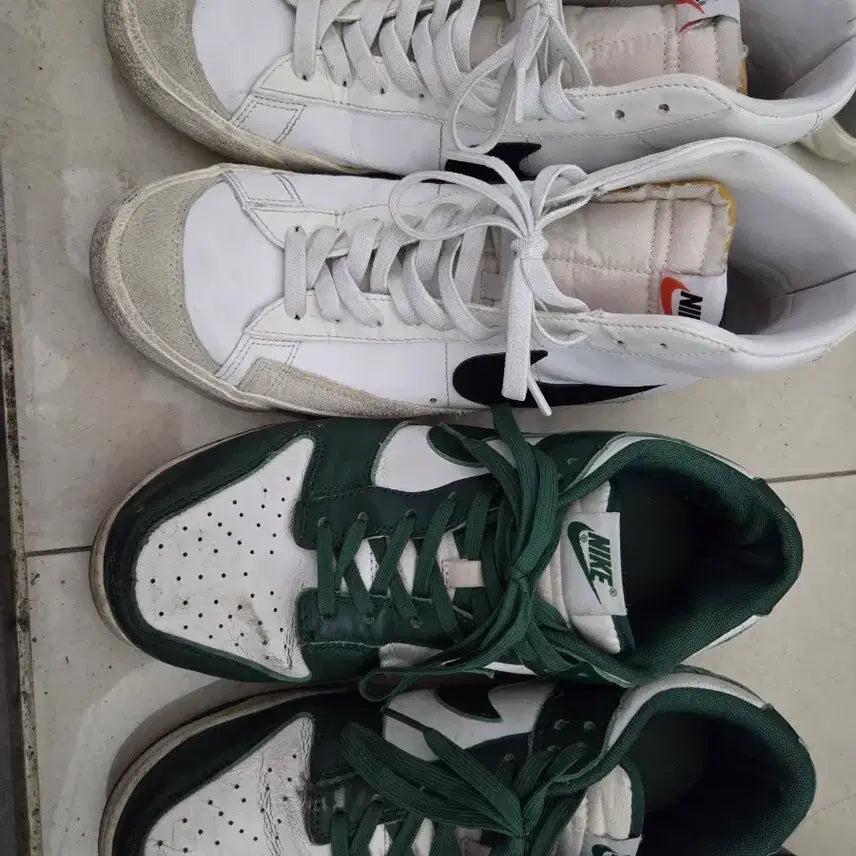 [BUNJANG] Nike Blazer Mid & Dunk Low Green White Set (Size 275 & 270) / 나이키 블레이저 미드 / 덩크 로우 그린 화이트