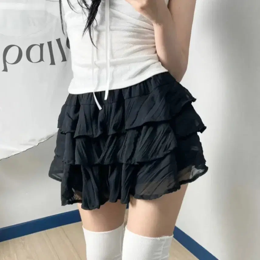 [BUNJANG] Miyou Chiffon Tiered Skirt / 에이블리 쉬폰 캉캉 스커트