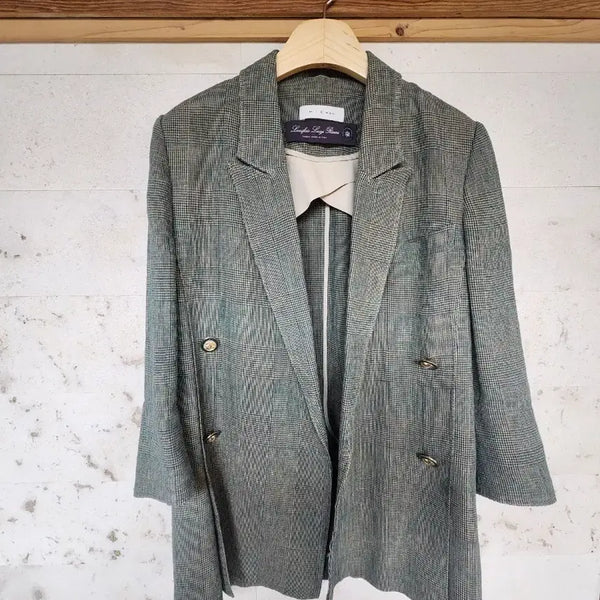 [BUNJANG] MICHAA Italy Check Double-Breasted Jacket / 한섬 미샤 이태리소재 체크 더블 자켓 -55~마른66