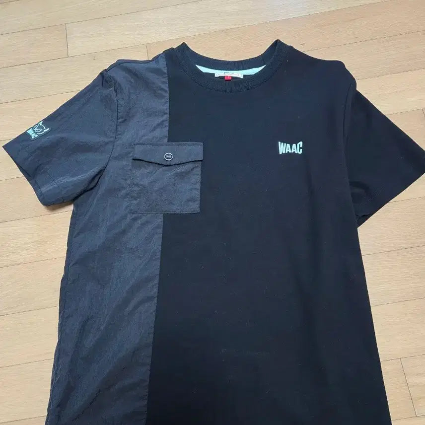 [BUNJANG] WAAC Colorblock Short Sleeve T-Shirt Black / WAAC 배색 반팔 티셔츠 블랙
