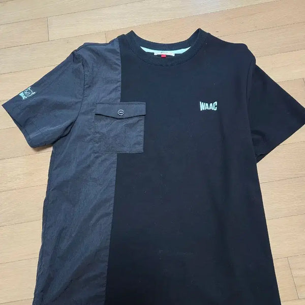 [BUNJANG] WAAC Colorblock Short Sleeve T-Shirt Black / WAAC 배색 반팔 티셔츠 블랙